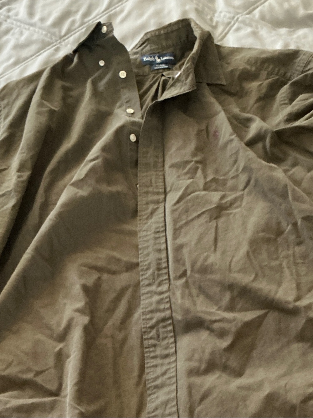 Polo by Ralph Lauren Olive Button-Down Cotton Shirt- XL